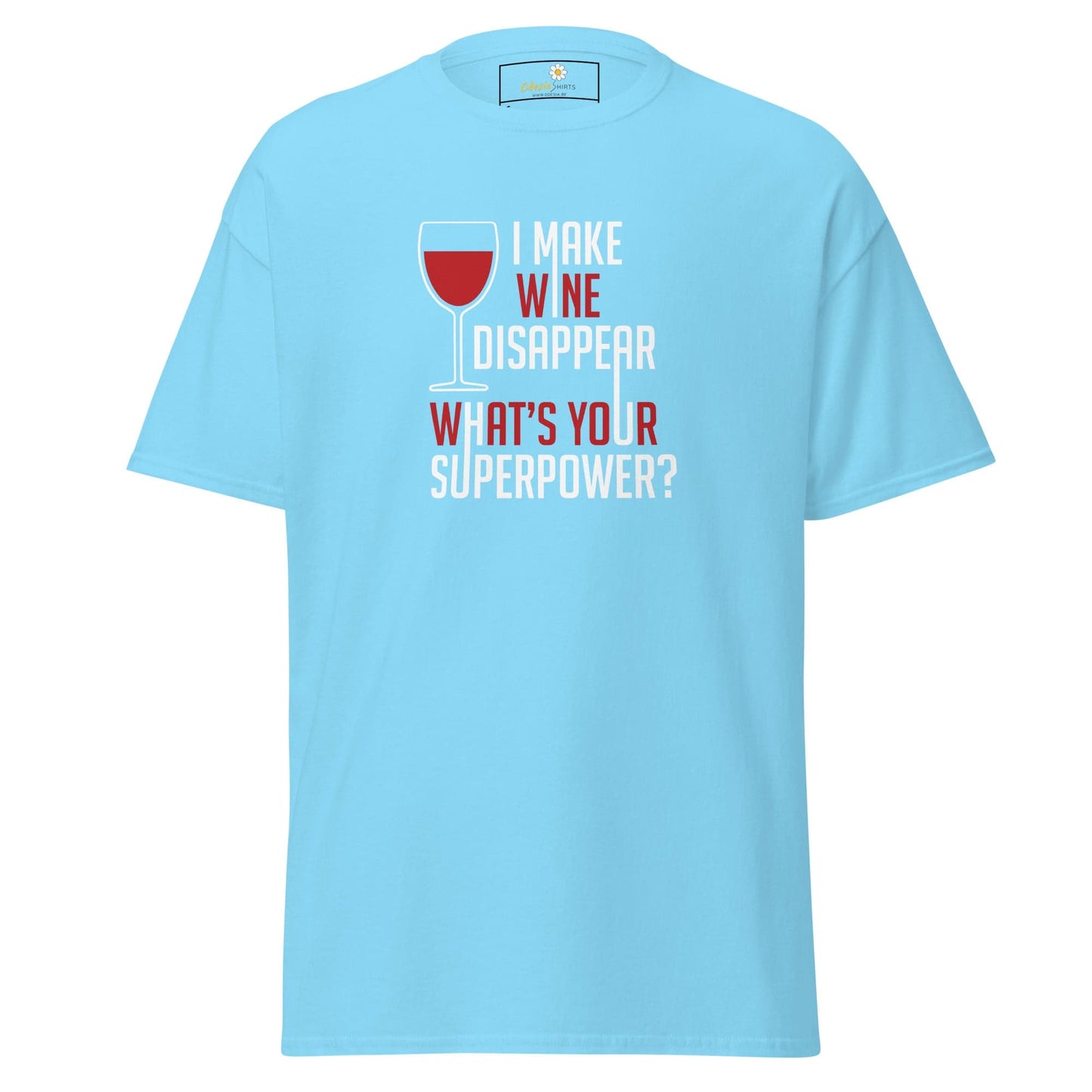 Unisex classic t-shirt - FUN WINE DISSAPEAR - REGULAR - Sky / S