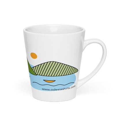 Cartoon Landscape Mug Latte Island Design