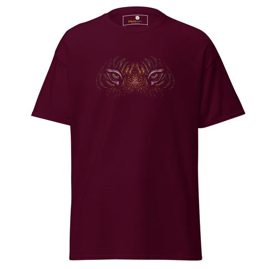 Men’s classic t-shirt - WILD LIFE TIGER EYES - REGULAR - Maroon / S