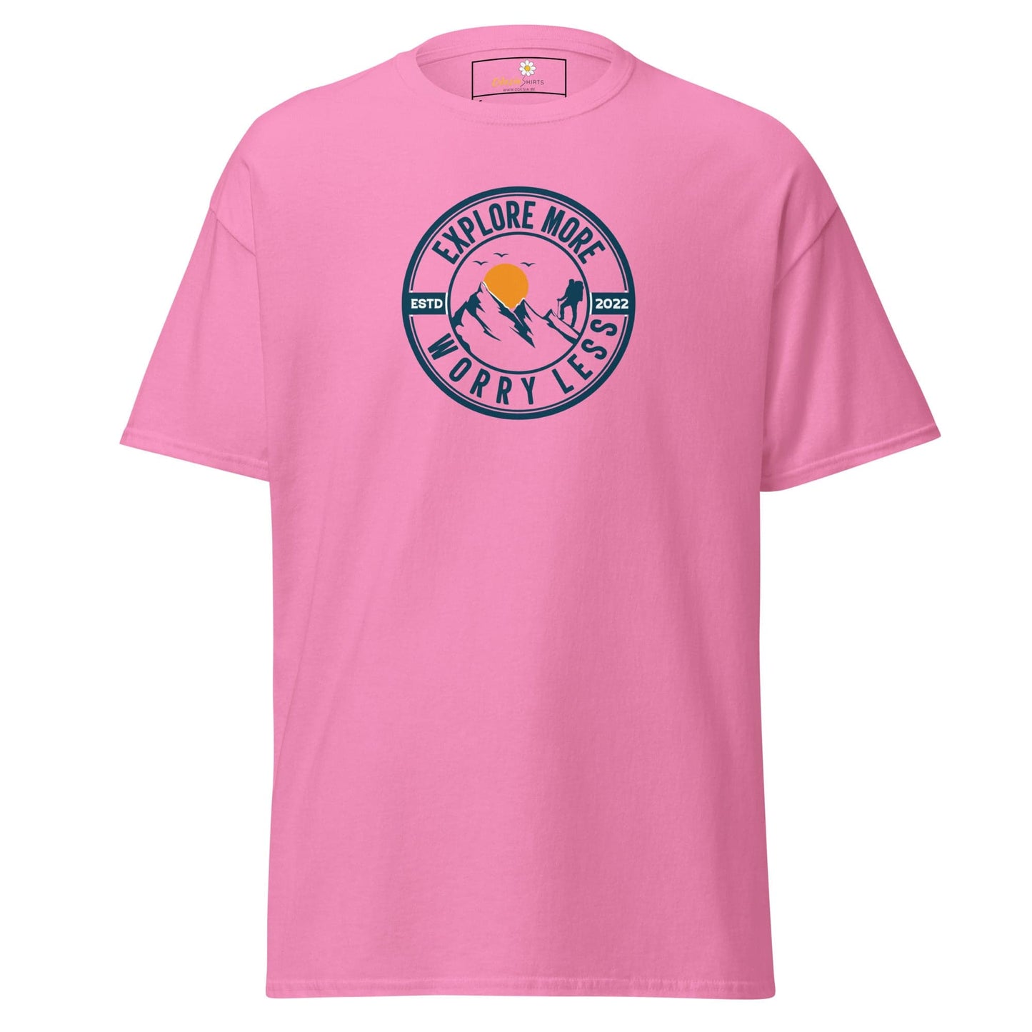 Unisex classic t-shirt - ADVENTURE EXPLORE WORRY LESS - REGULAR - Azalea / S