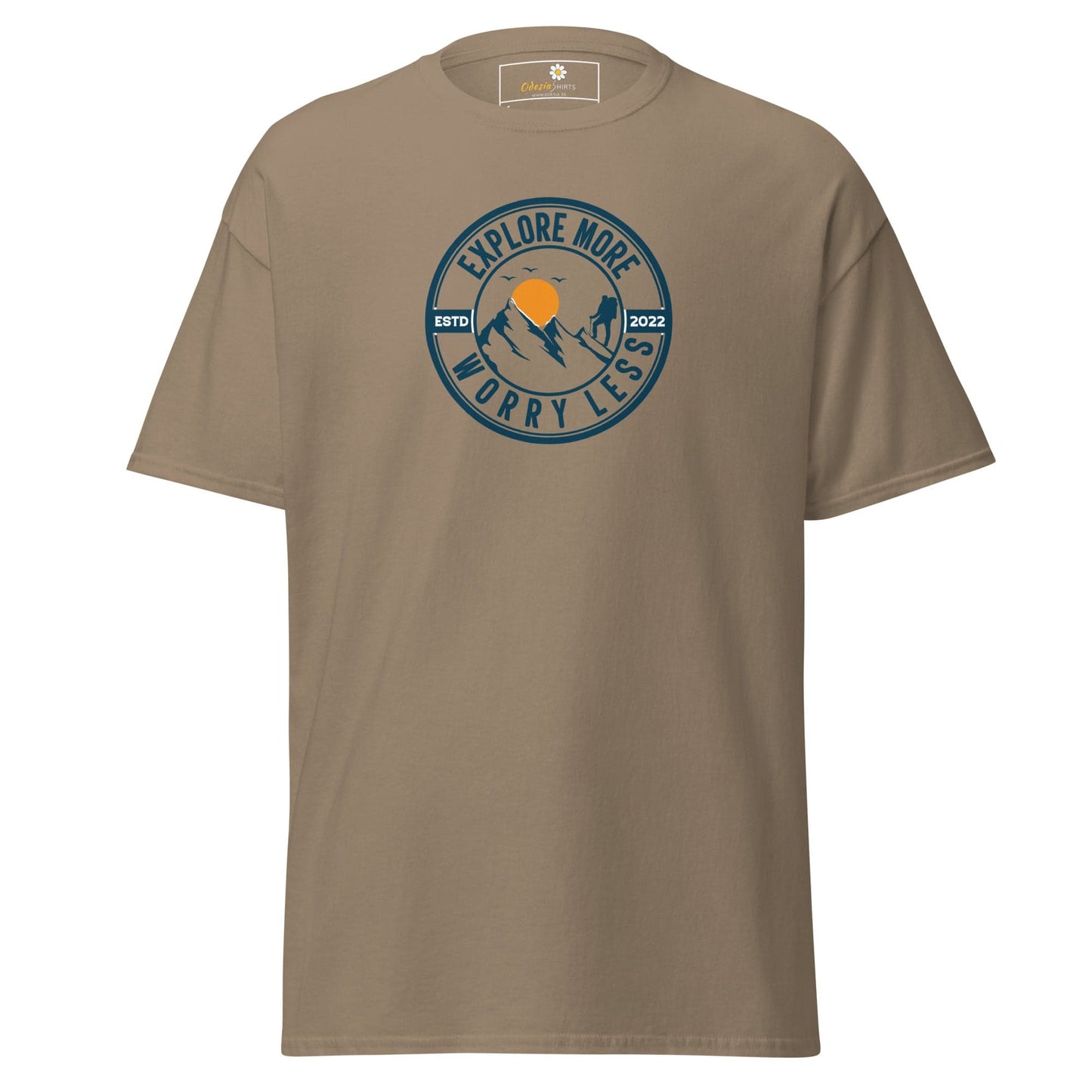 Unisex classic t-shirt - ADVENTURE EXPLORE WORRY LESS - REGULAR - Brown Savana / S