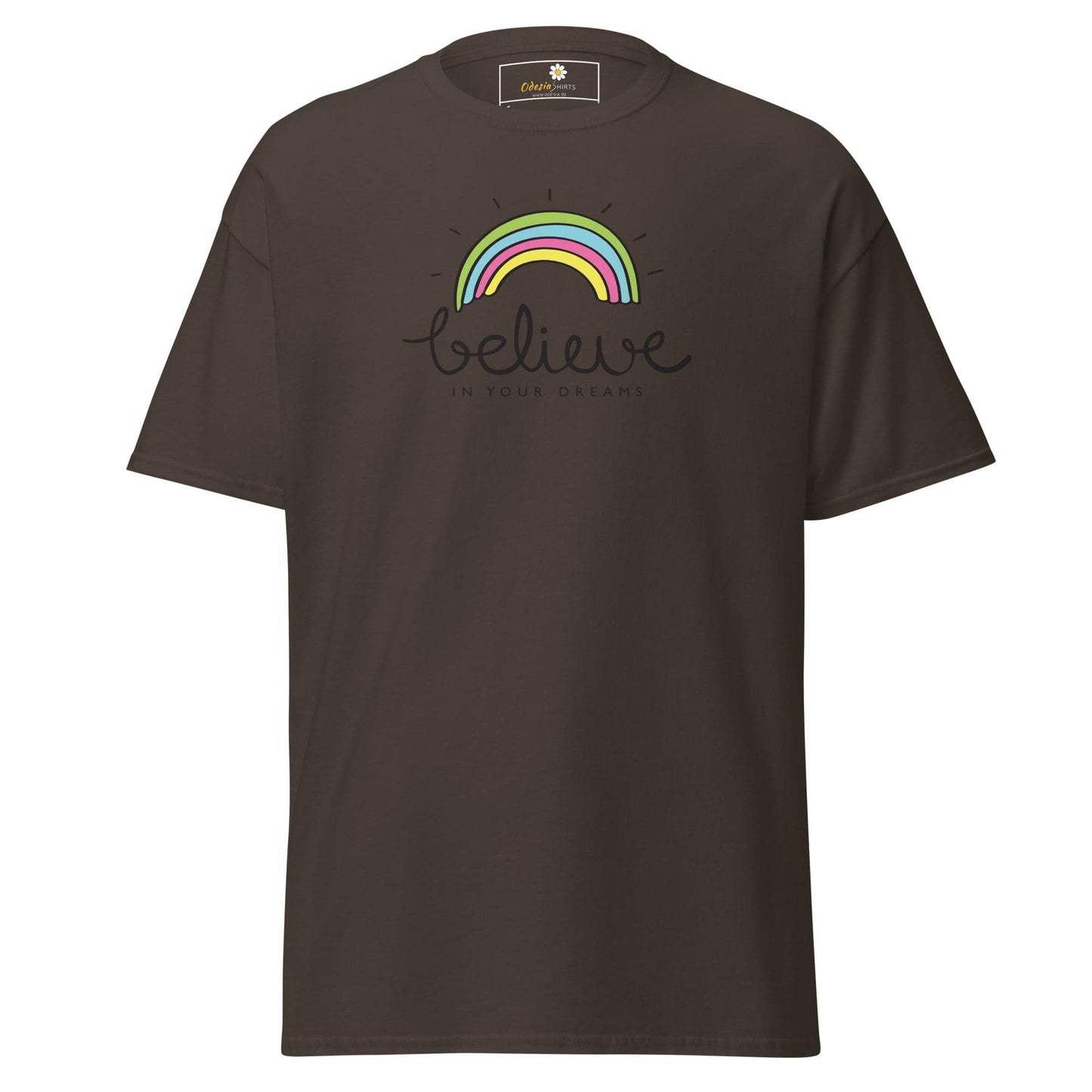 Unisex classic t-shirt - POSITIVE BELIEVE IN YOUR DREAMS - REGULAR - Dark Chocolate / S
