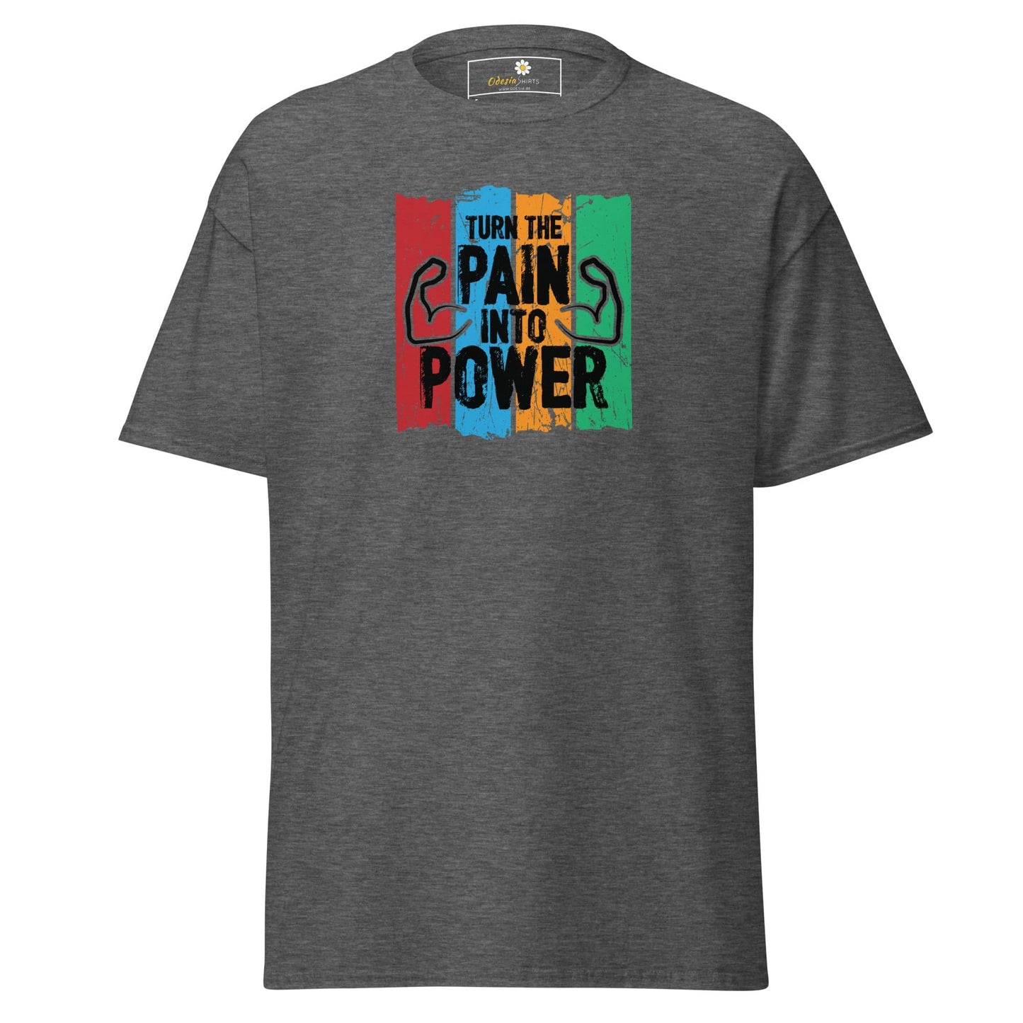 Unisex classic t-shirt - SPORT TURN THE PAIN INTO POWER - REGULAR - Dark Heather / S