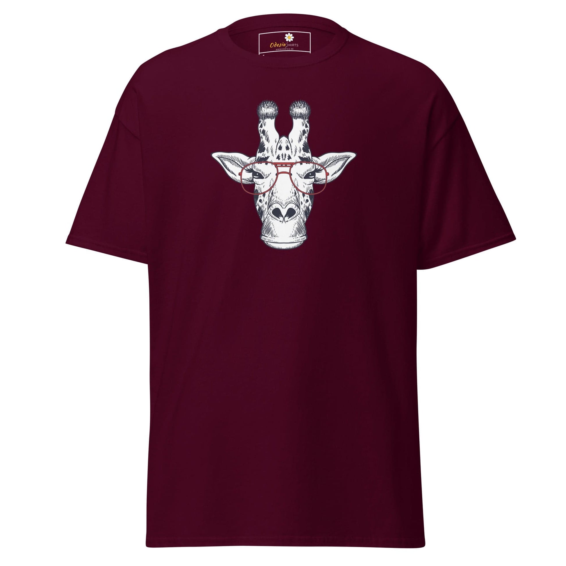 Unisex classic tee - WILD LIFE FUN GIRAFFE GLASSES - REGULAR - Maroon / S
