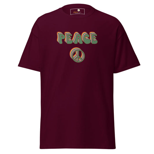 Unisex classic t-shirt - TEXT PEACE - REGULAR - Maroon / S