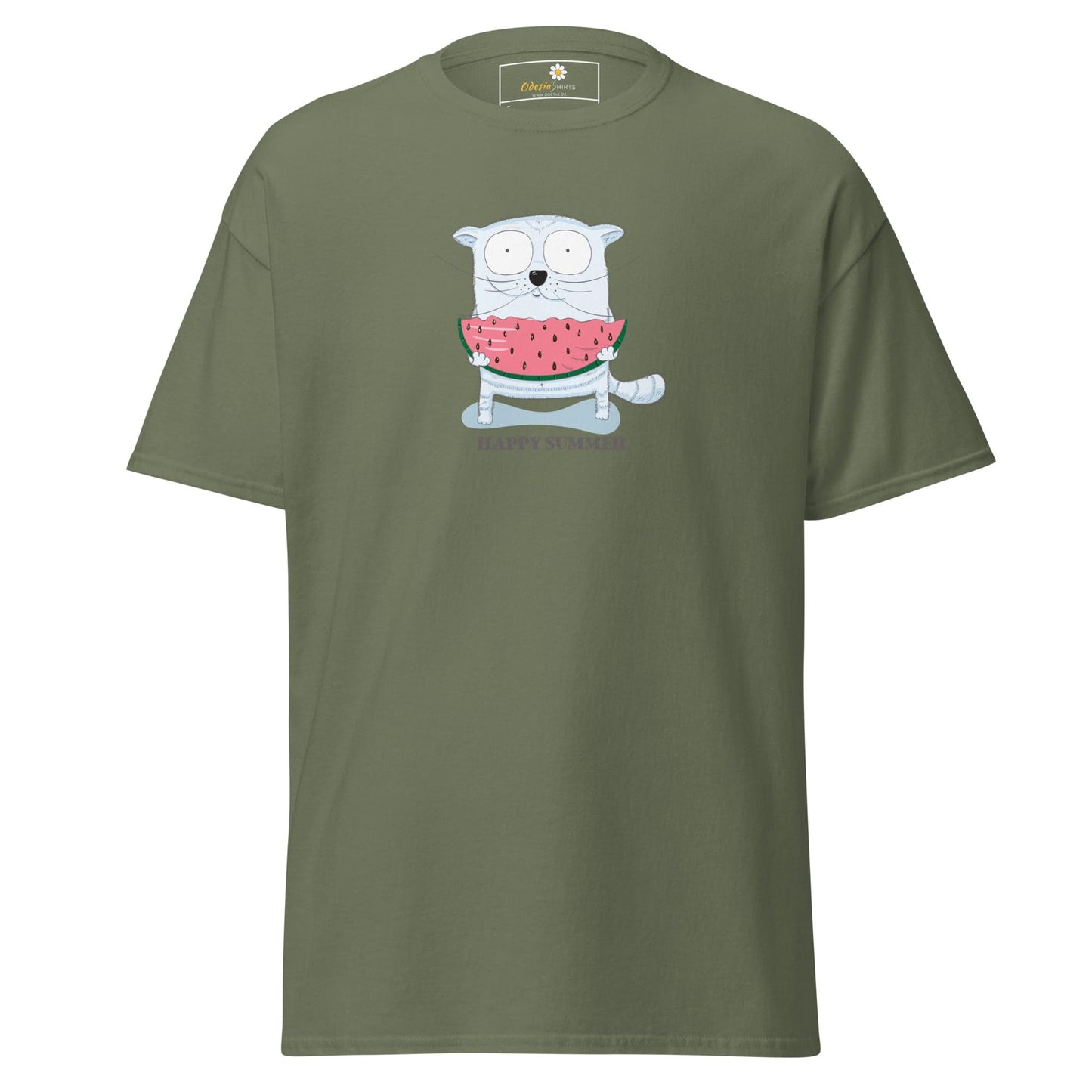 Unisex classic t-shirt - FUN ANIMALS HAPPY SUMMER - REGULAR - Military Green / S