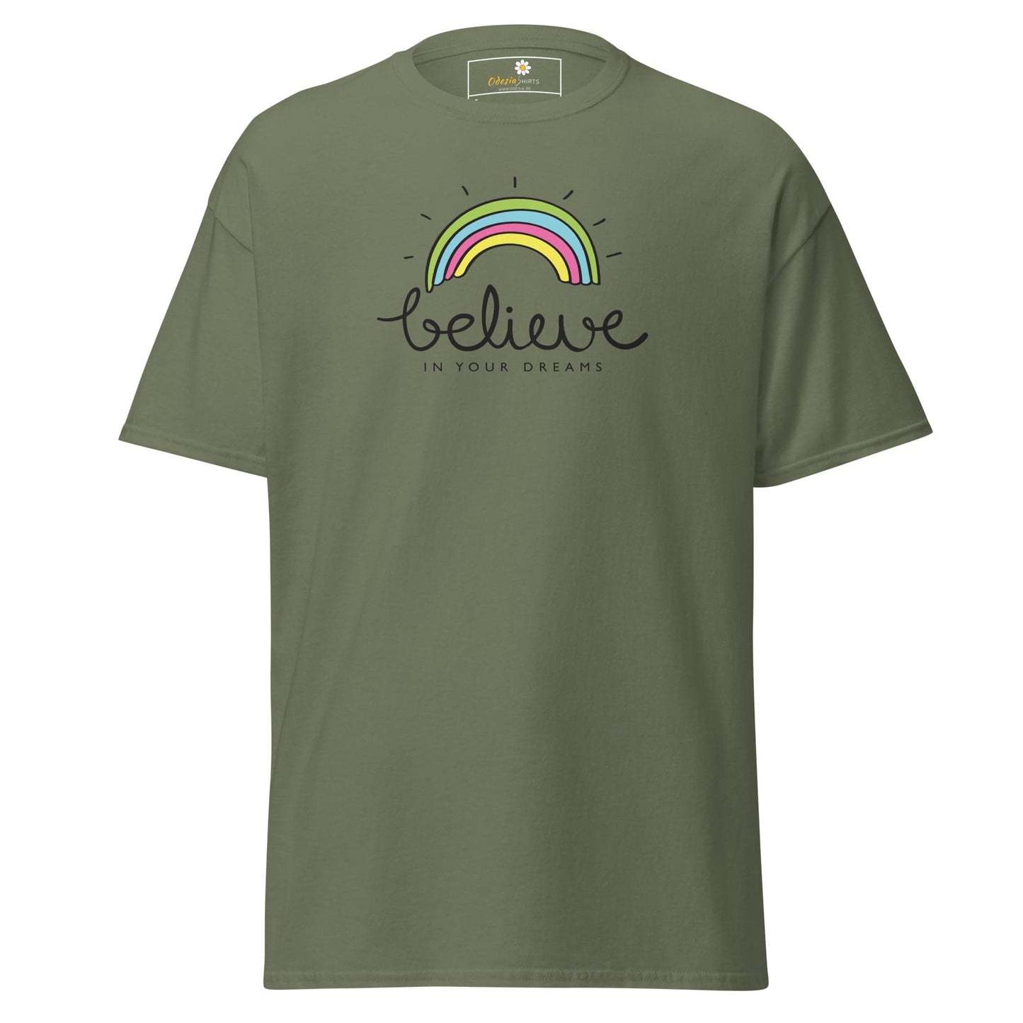 Unisex classic t-shirt - POSITIVE BELIEVE IN YOUR DREAMS - REGULAR - Military Green / S