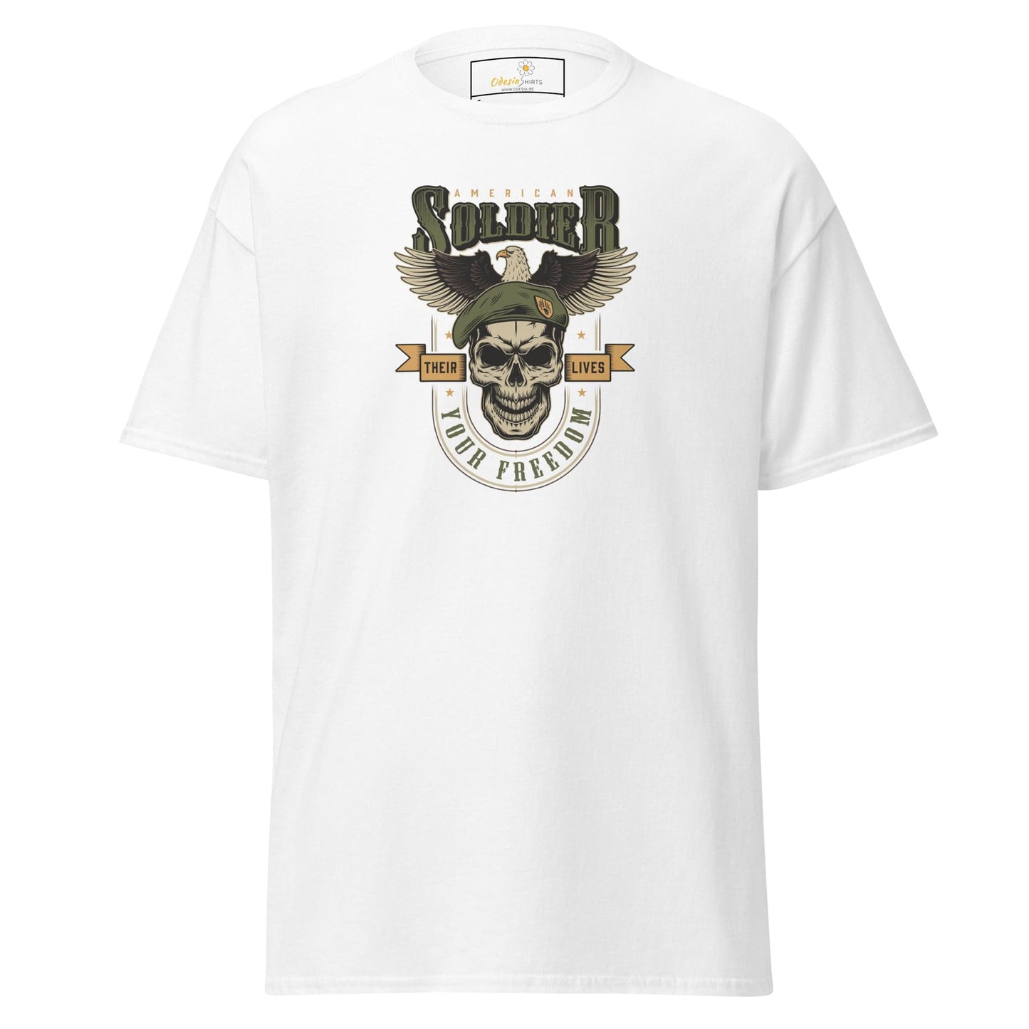 Unisex classic tee - SKULL VINTAGE AMERICAN SOLDIERS - REGULAR - White / S