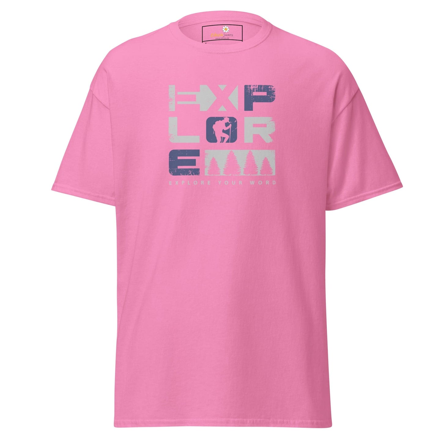 Unisex classic t-shirt - TEXT EXPLORE YOUR WORLD - REGULAR - Azalea / S