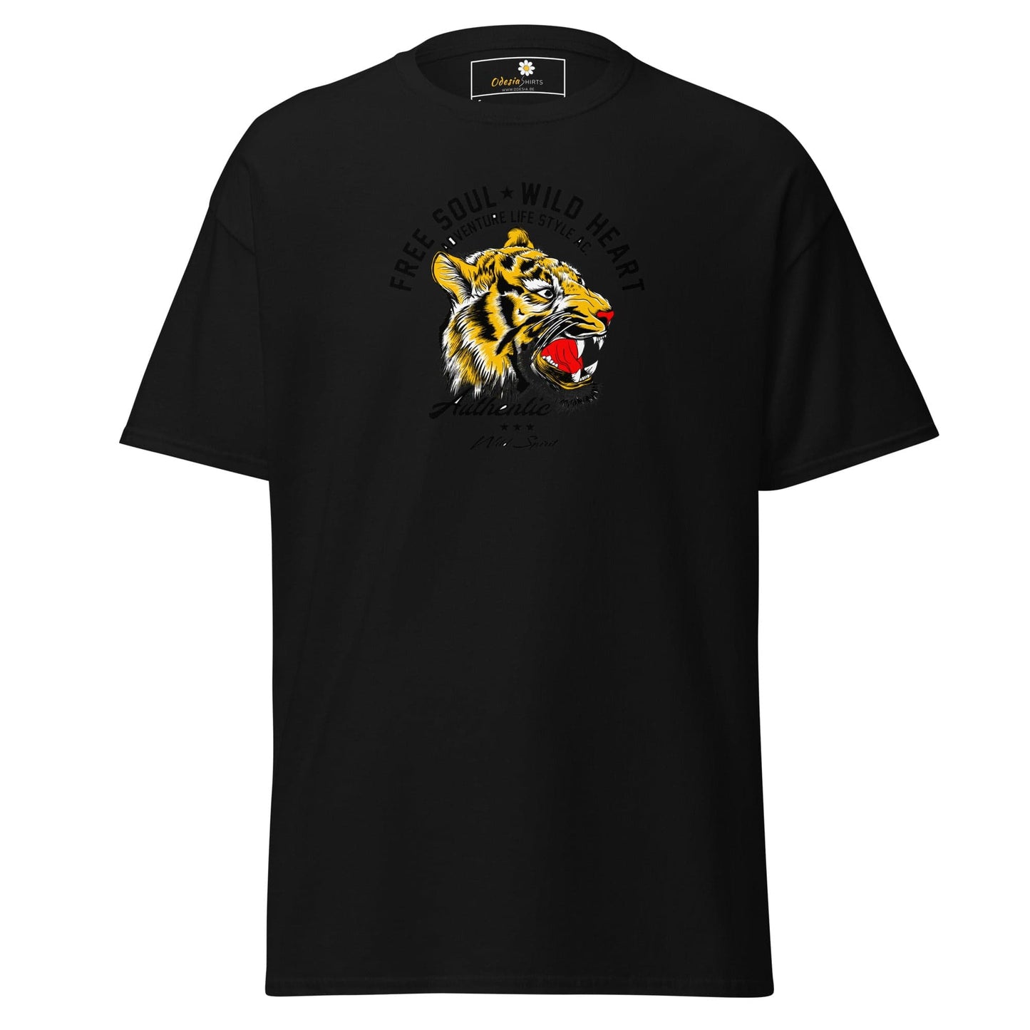 Black t-shirt with tiger graphic from T-SHIRT DESIGN TEE for man and woman sizes S to XL