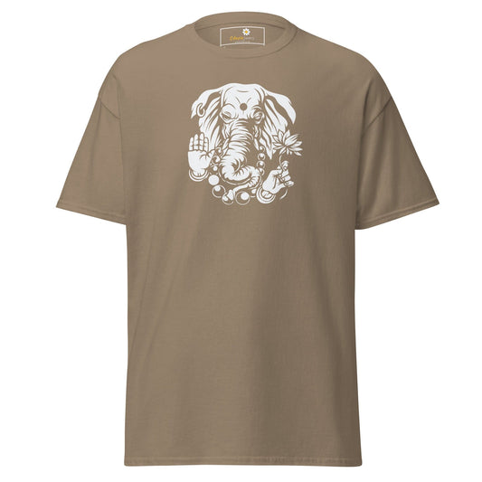 Khaki T-shirt with elephant graphic from T-SHIRT DESIGN TEE for Men and Women S to XL