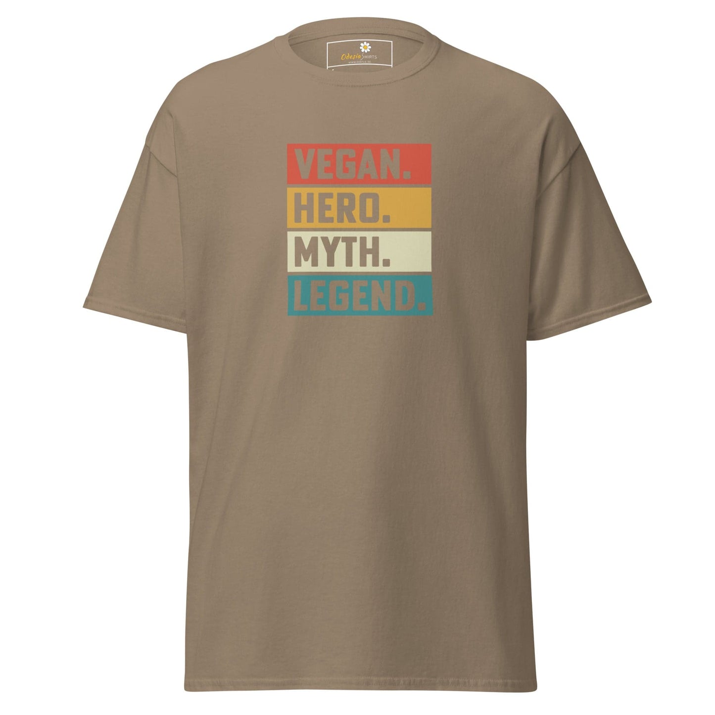 Unisex classic t-shirt - VEGAN HERO MYTH LEGEND - REGULAR - Brown Savana / S