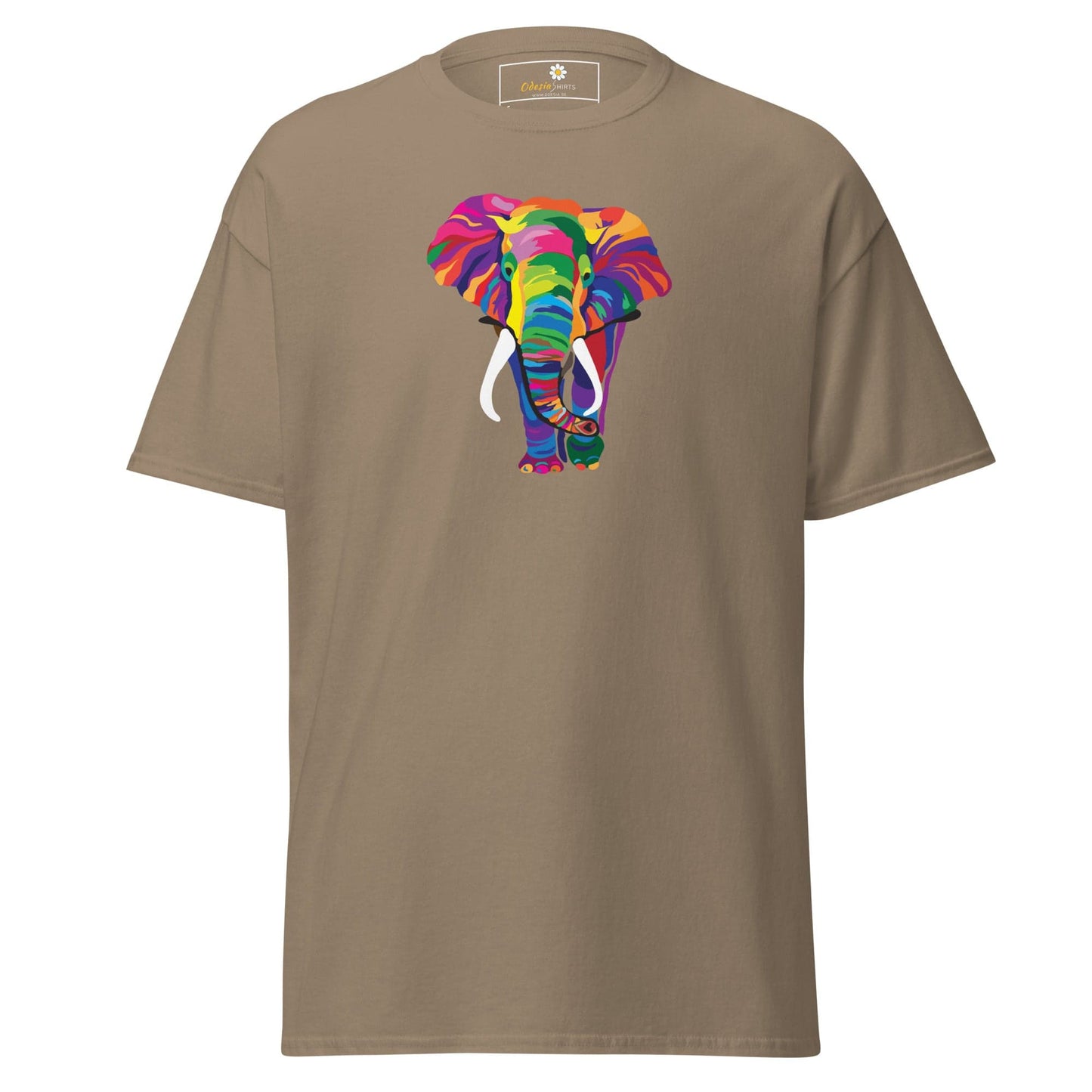 Unisex classic t-shirt - WILD LIFE ELEPHANT COLORFUL - REGULAR - Brown Savana / S