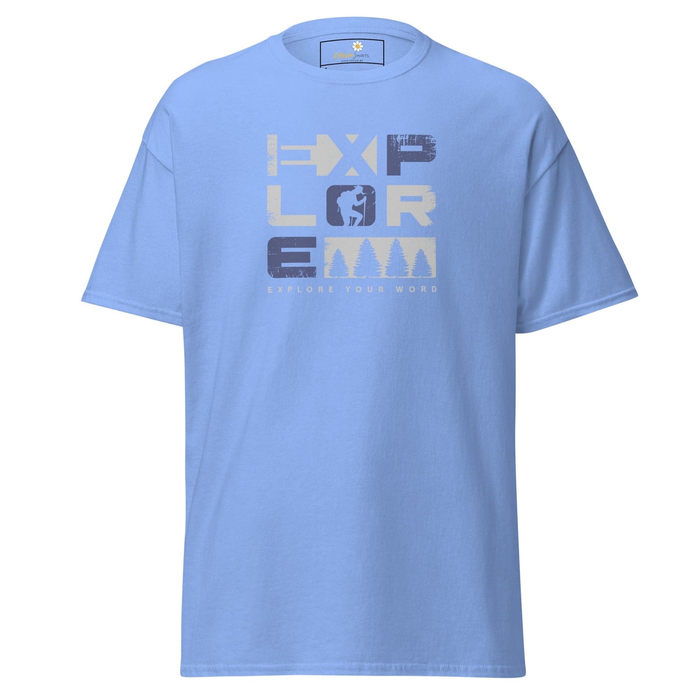 Unisex classic t-shirt - TEXT EXPLORE YOUR WORLD - REGULAR - Carolina Blue / S