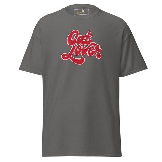 Gray T-shirt with Cat Lover text for men and women S to XL size