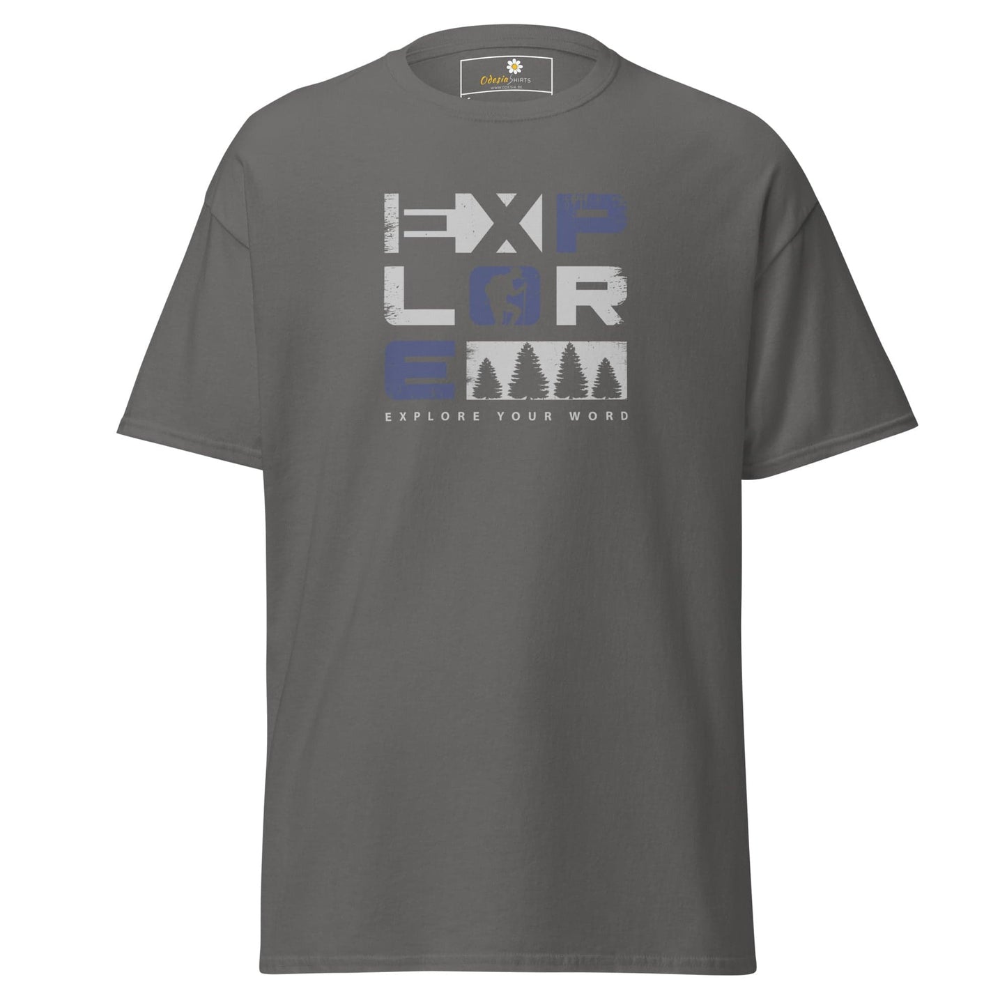 Unisex classic t-shirt - TEXT EXPLORE YOUR WORLD - REGULAR - Charcoal / S