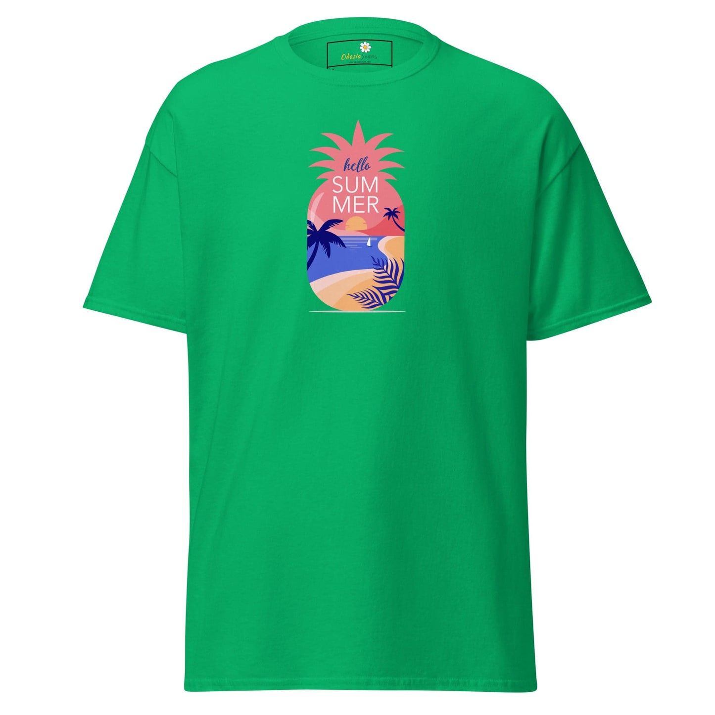 Green T-Shirt with Pineapple Summer Design for Men and Women in Sizes S to XL