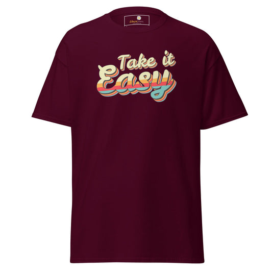 Unisex classic t-shirt - TEXT TAKE IT EASY - REGULAR - Maroon / S