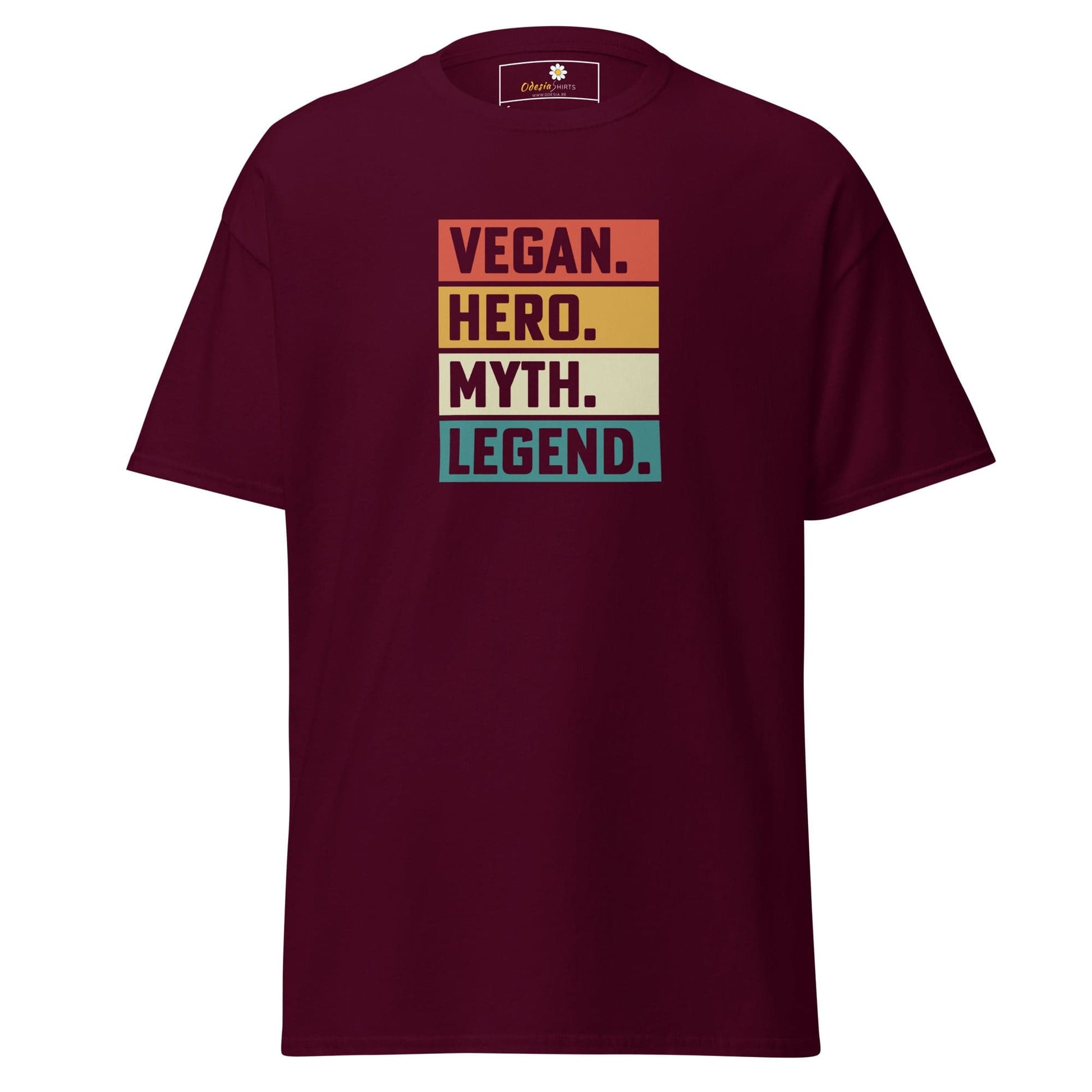 Unisex classic t-shirt - VEGAN HERO MYTH LEGEND - REGULAR - Maroon / S