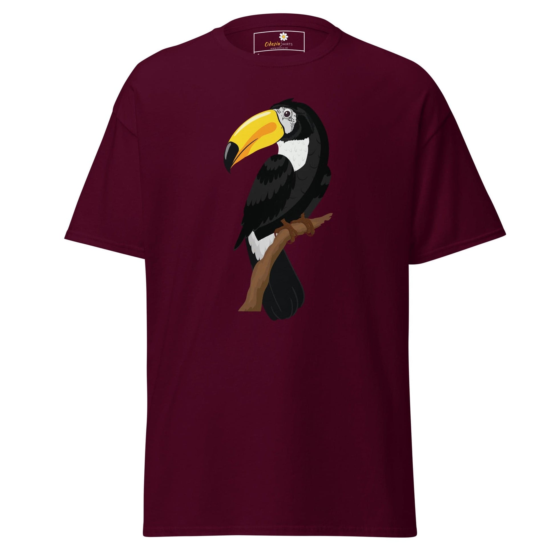 Unisex classic t-shirt - WILD LIFE TOUCAN BIRD - REGULAR - Maroon / S