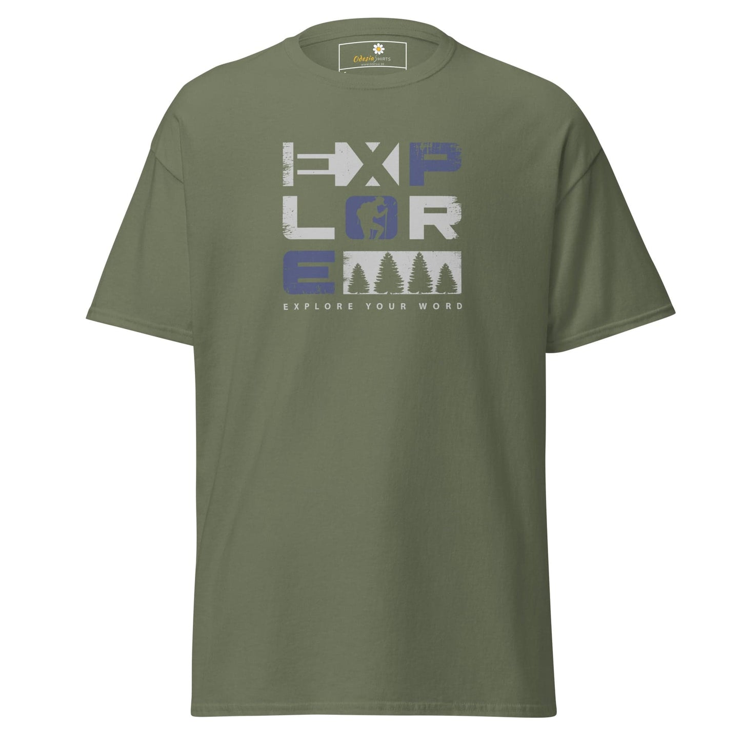 Unisex classic t-shirt - TEXT EXPLORE YOUR WORLD - REGULAR - Military Green / S