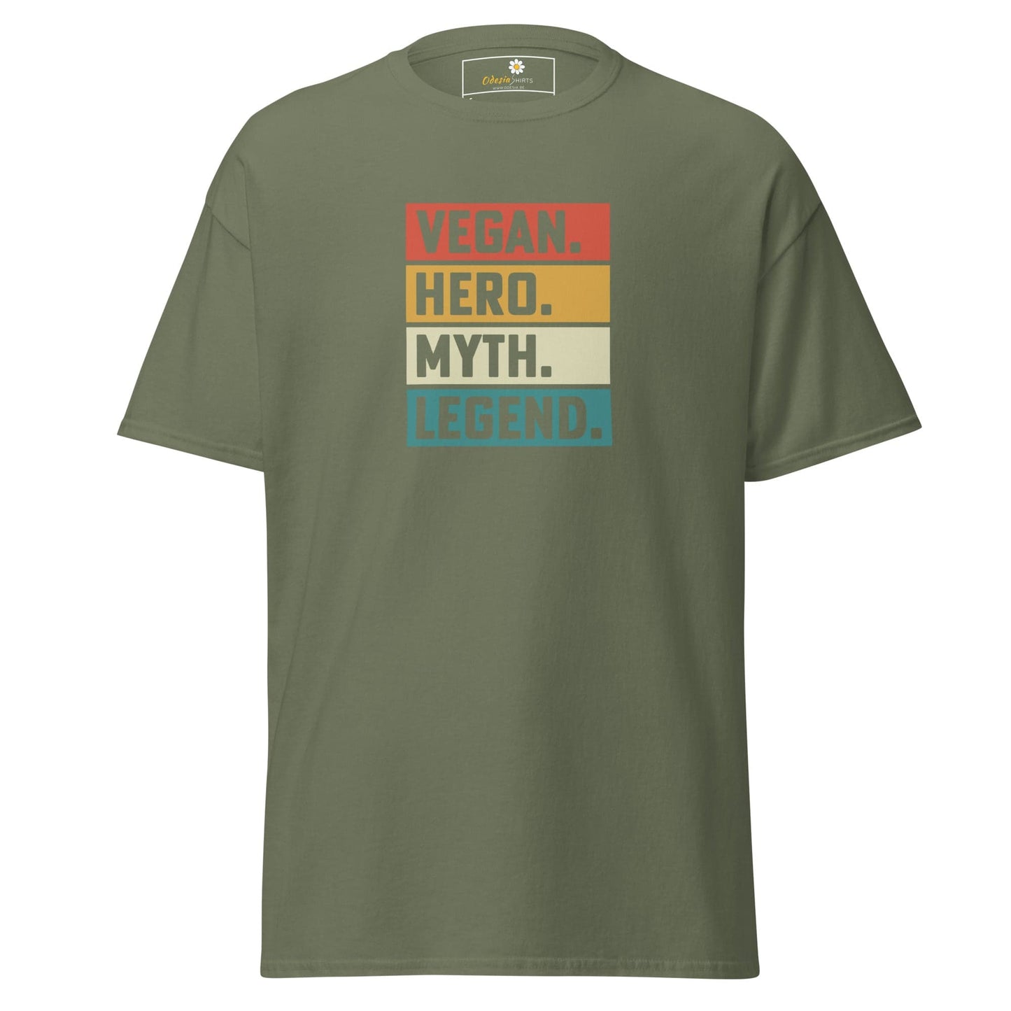 Unisex classic t-shirt - VEGAN HERO MYTH LEGEND - REGULAR - Military Green / S