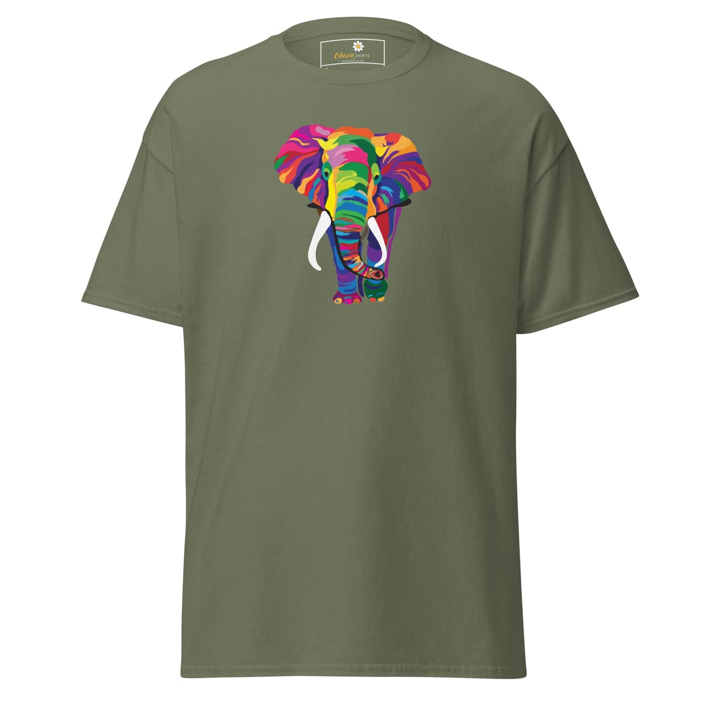 Unisex classic t-shirt - WILD LIFE ELEPHANT COLORFUL - REGULAR - Military Green / S