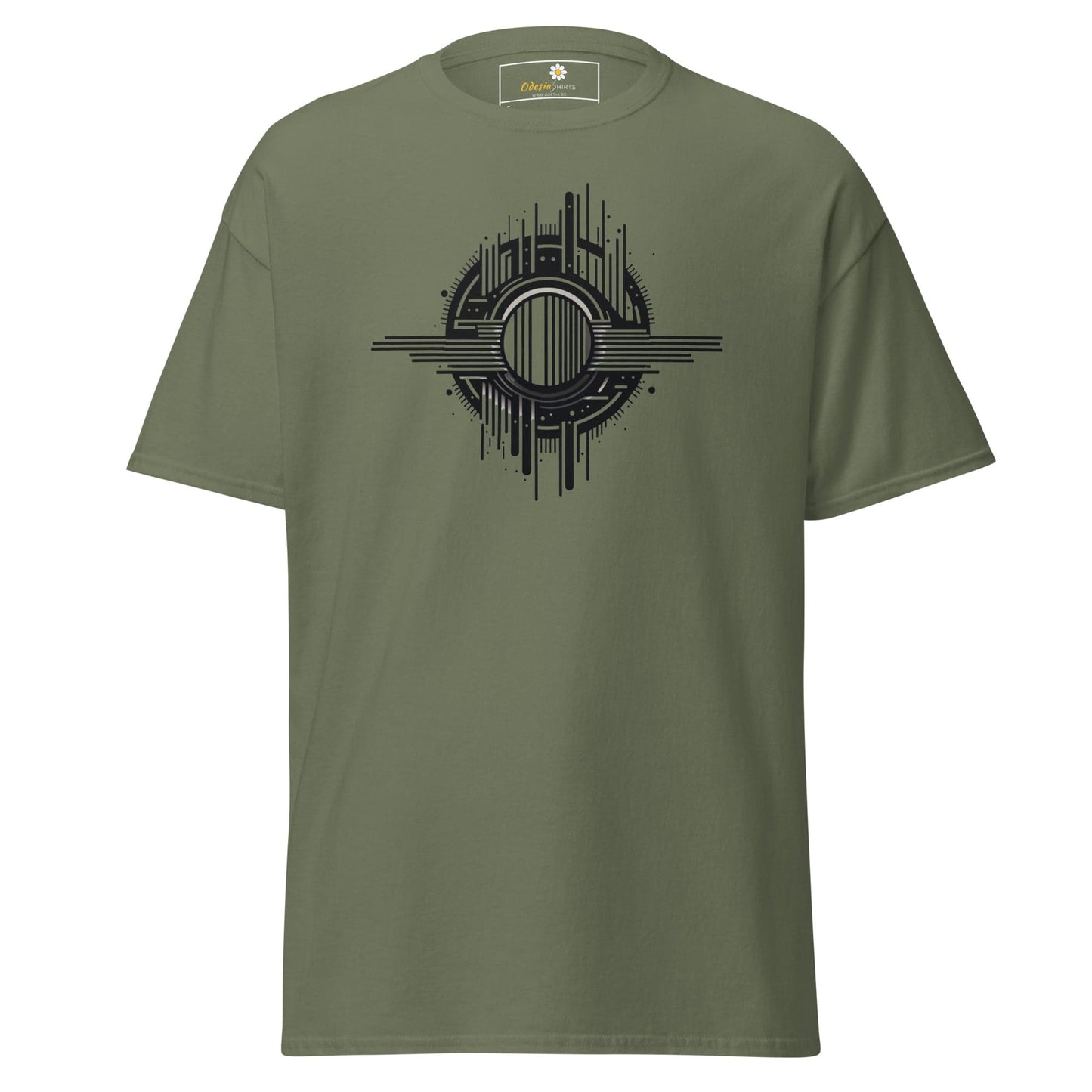 Unisex classic t-shirt - ABSTRACT SPHERE LINES - REGULAR - Military Green / S