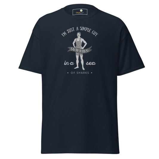 Unisex classic t-shirt - FUN SIMPLE GUY SEA SHARKS - REGULAR - Navy / S