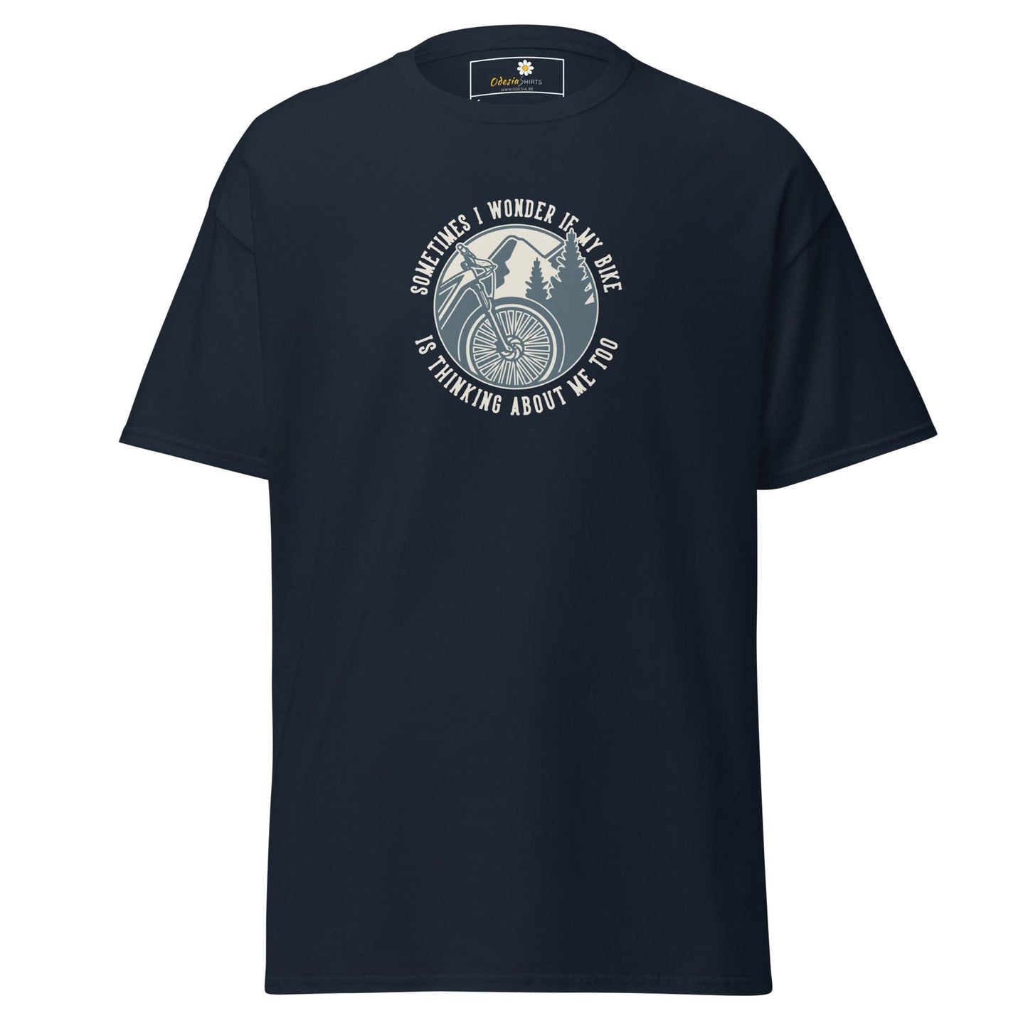 Unisex classic t-shirt - ADVENTURE SPORT CIRCLE BIKE WONDERING - REGULAR - Navy / S