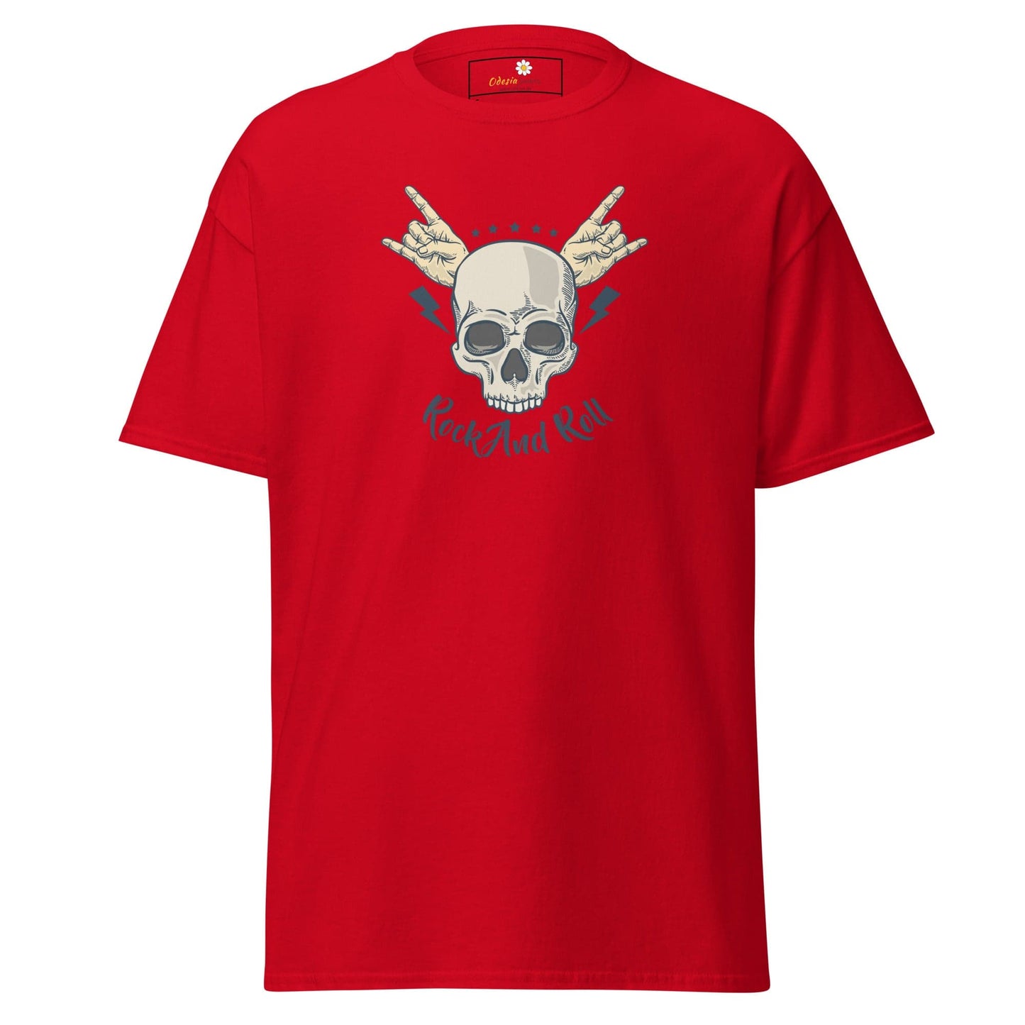 Red T-shirt with skull graphic for Men and Women in sizes S to XL