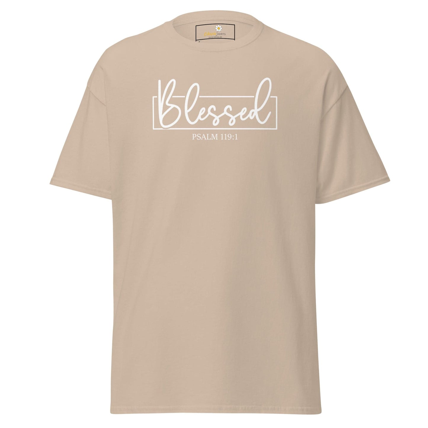 Beige T-shirt with Blessed graphic from T-SHIRT DESIGN TEE for Men and Women S to XL
