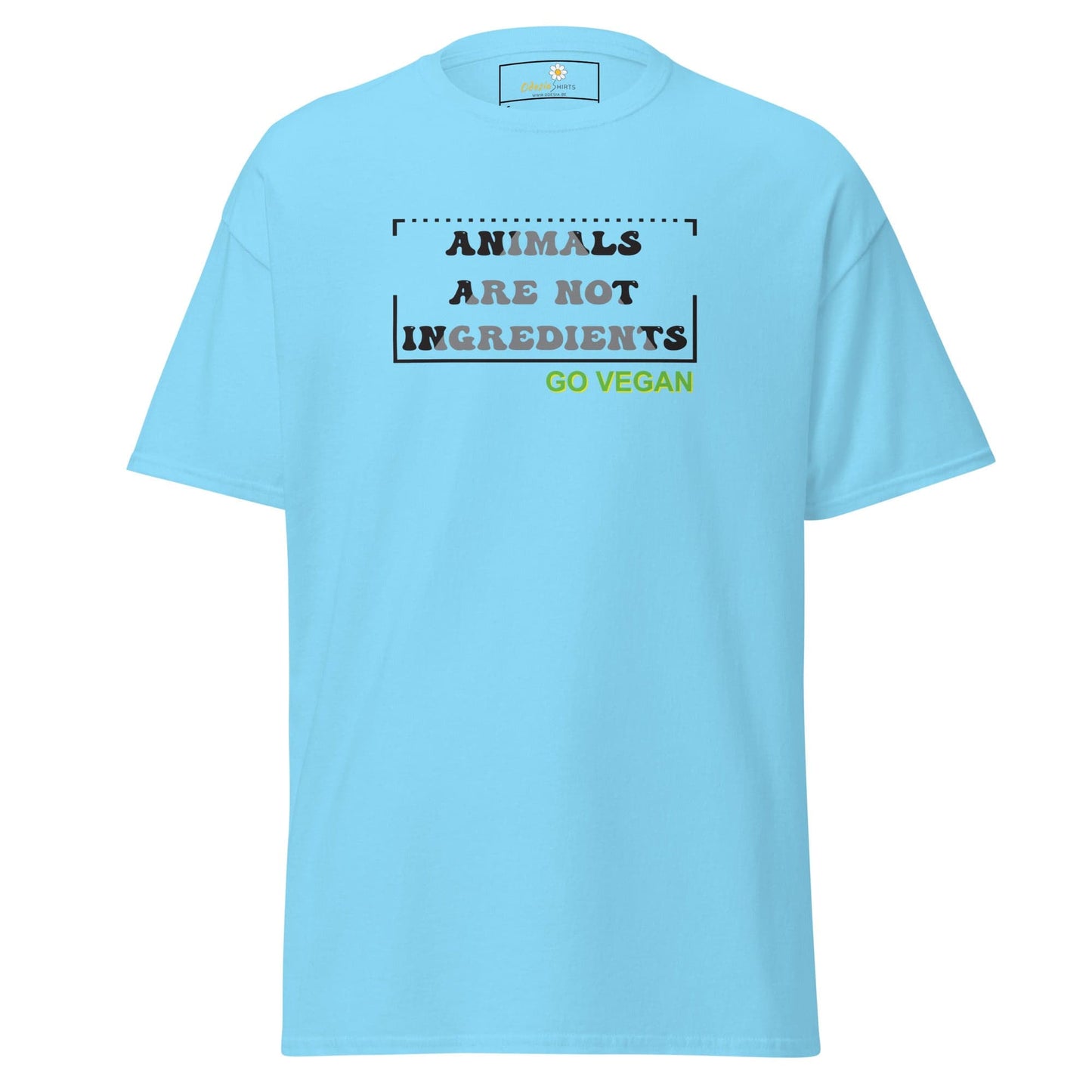 Unisex classic t-shirt - VEGAN ANIMALS NO INGREDIENTS - REGULAR - Sky / S