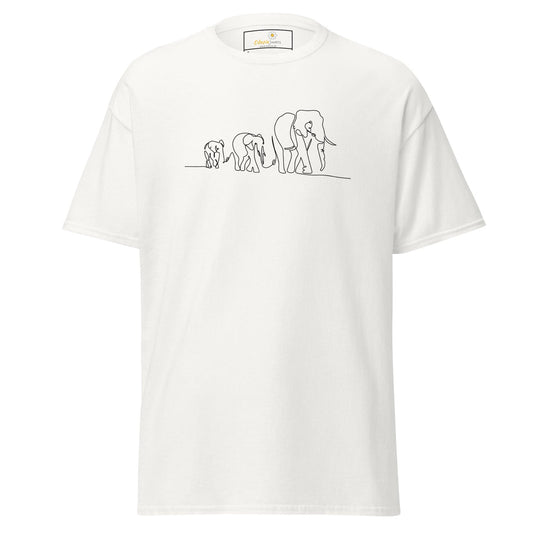 Unisex classic t-shirt - WILD LIFE ELEPHANTS IN LINE - REGULAR - White / S