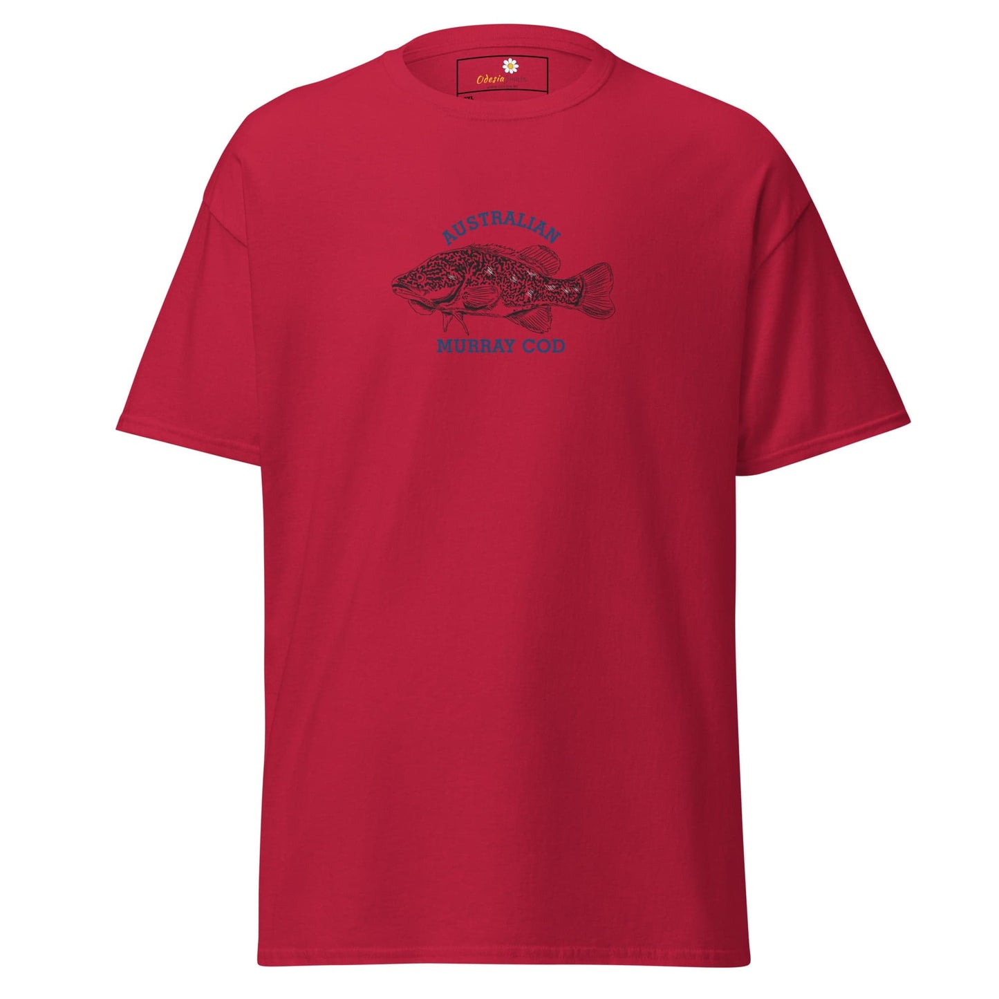 Red T-shirt with fish design from T-SHIRT DESIGN TEE for Men and Women in sizes 2XL to 5XL