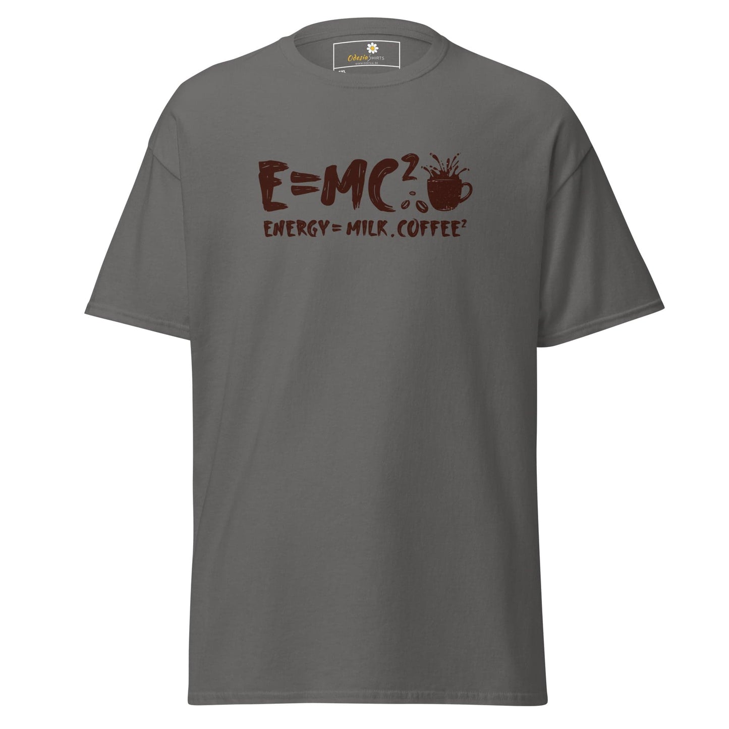 Gray t-shirt with coffee-themed equation.