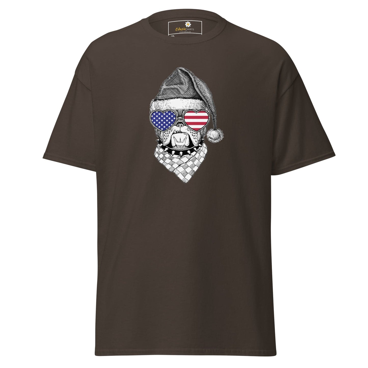 Brown T-shirt with dog graphic for men and women in 2XL to 5XL sizes