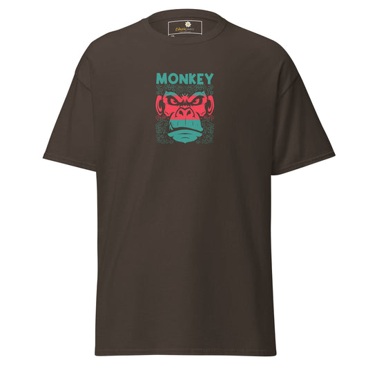 Brown T-shirt with monkey graphic for men and women in 2XL to 5XL sizes