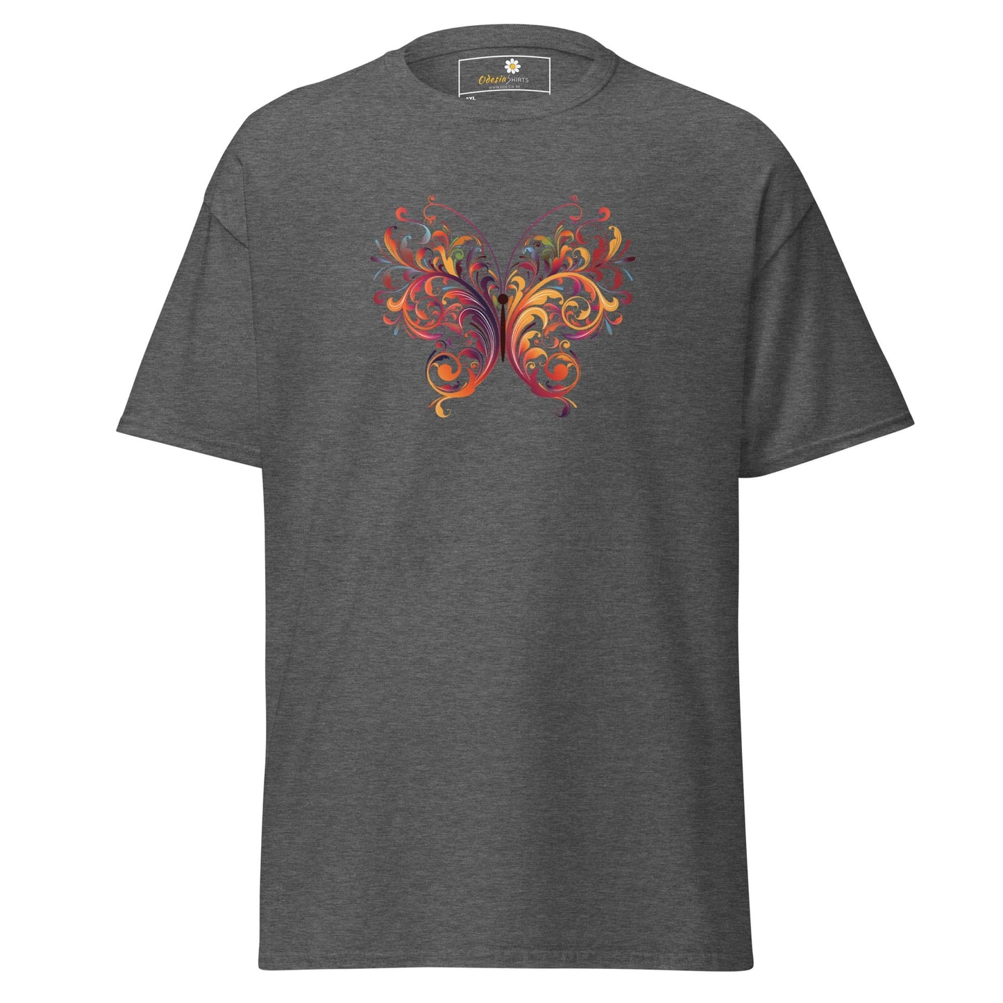 Gray T-shirt with butterfly design available in men’s and women’s sizes from 2XL to 5XL
