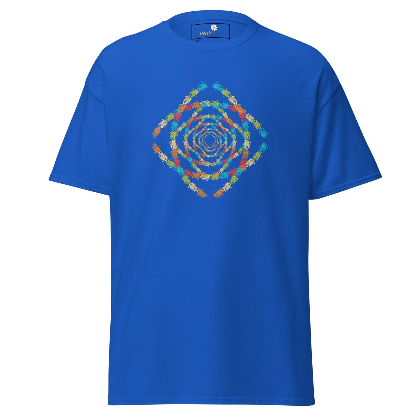 Blue T-shirt with geometric pattern for Men and Women in 2XL to 5XL sizes