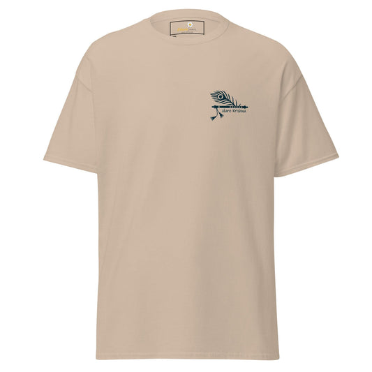 Beige T-shirt with Peacock Feather Design for Men and Women in 2XL to 5XL sizes