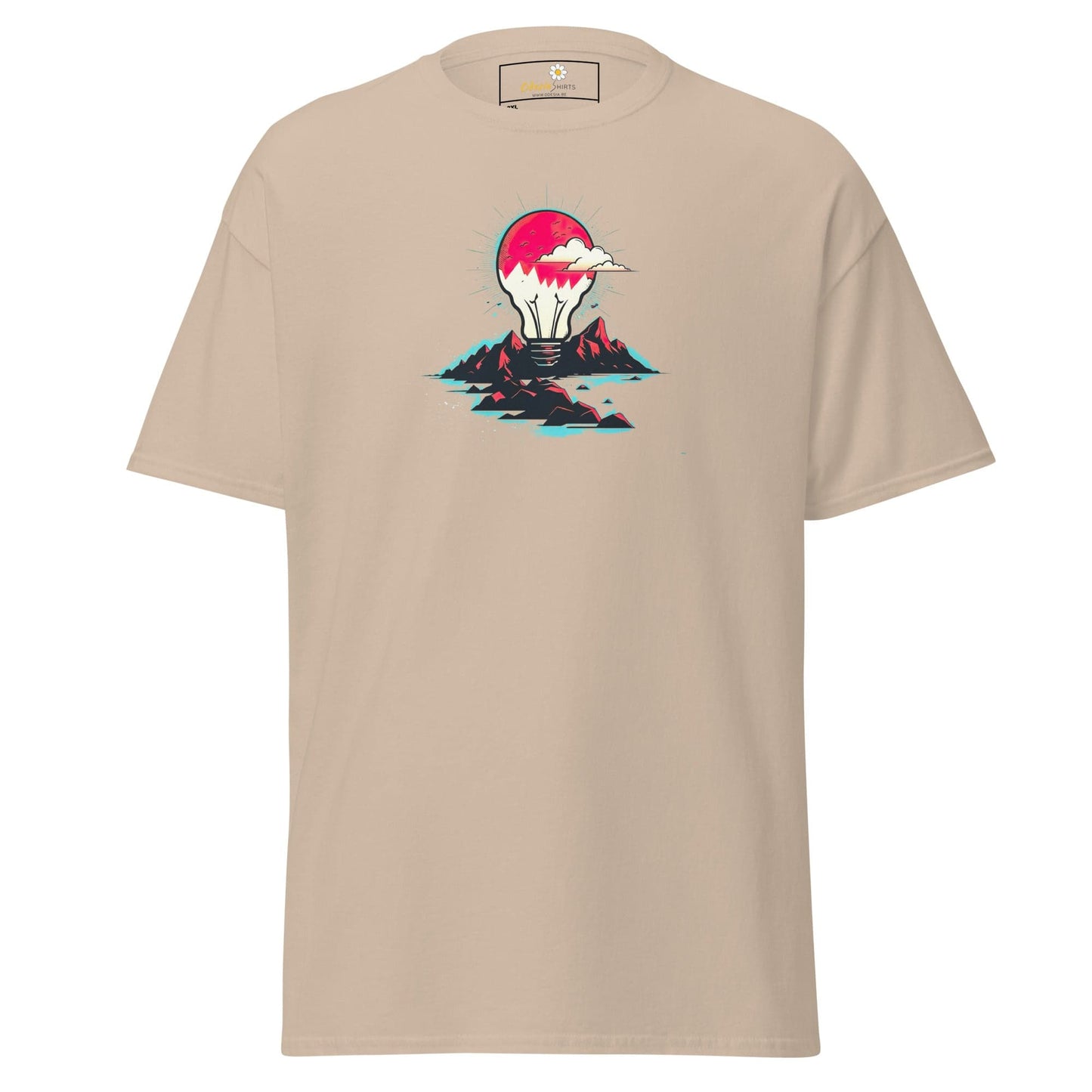 Beige T-shirt with lightbulb design for Men and Women in 2XL to 5XL sizes